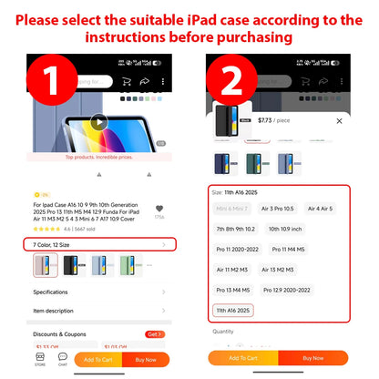 iPad Pro Case for Pro 13/12.9/11 M4 M5, Air 13/11 M2 M3, iPad 10th/9th Gen, Mini 6 7, Air 5 4 3 – Folio Cover
