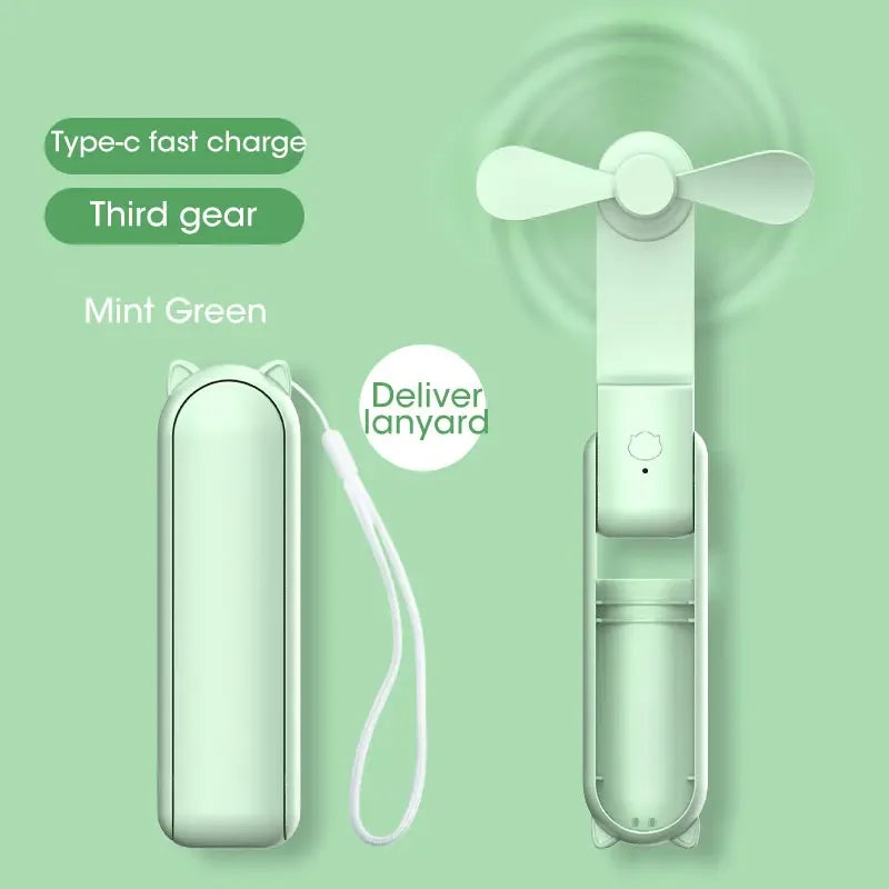 Mini Portable Handheld Fan – USB Rechargeable, Foldable & Quiet