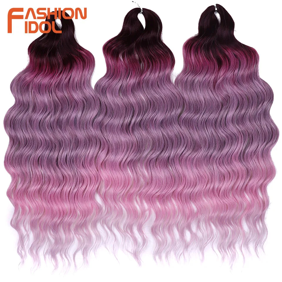 Deep Wave Braiding Hair Extensions 24 Inch – Synthetic Water Wave Crochet Hair