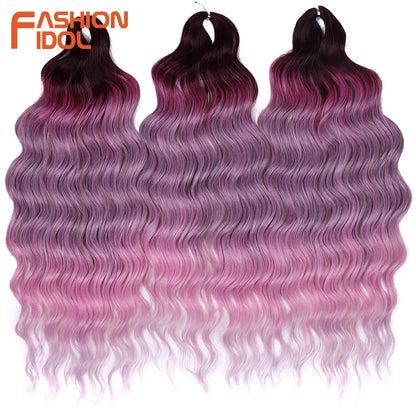 Deep Wave Braiding Hair Extensions 24 Inch – Synthetic Water Wave Crochet Hair