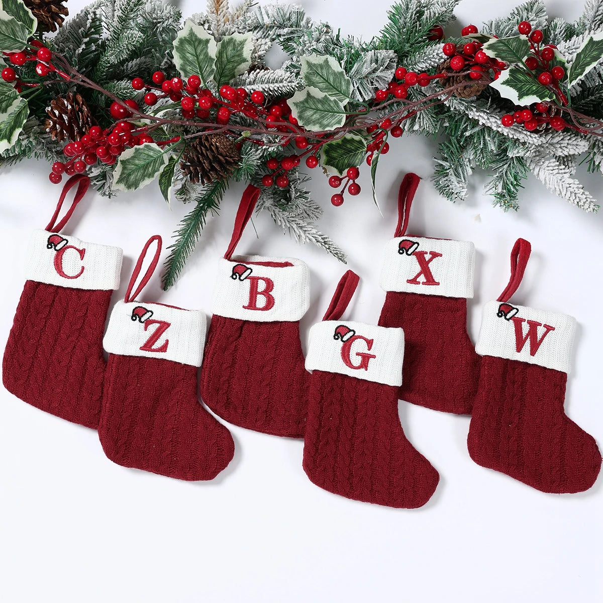 Christmas Alphabet Knit Stocking Ornament – 26 Letters