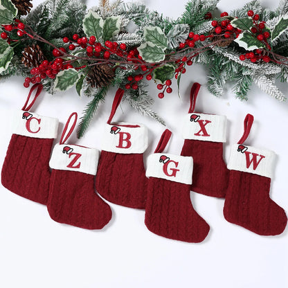 Christmas Alphabet Knit Stocking Ornament – 26 Letters
