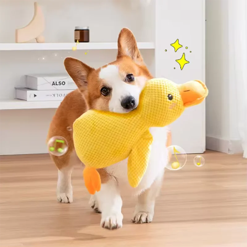 Yellow Duck Plush Dog Toy for Sleeping and Boredom Relief