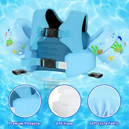 Kids Swim Vest with Arm Floaties – Toddler Pool Float 15–70 lbs