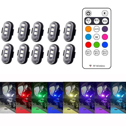 RGB LED Strobe Light with Remote – USB Rechargeable for Car, Bike & Motorcycle