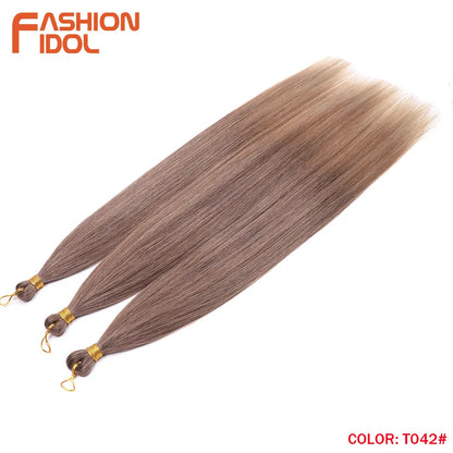 Straight Ponytail Crochet Braiding Hair 28 Inch 3 Packs Synthetic