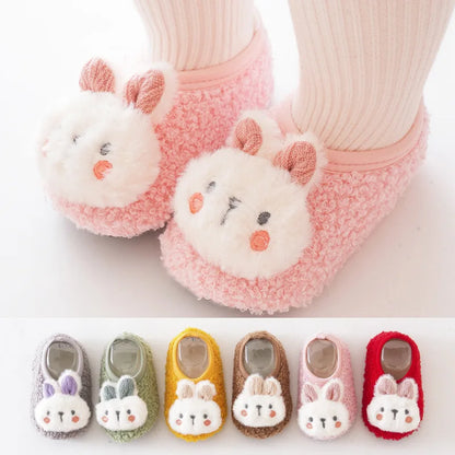 Baby Non-Slip Floor Socks Cartoon Rabbit Plush Toddler Slippers