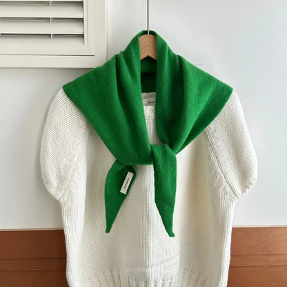 100% Wool Triangle Scarf for Women – Warm Knit Shawl & Pashmina Wrap
