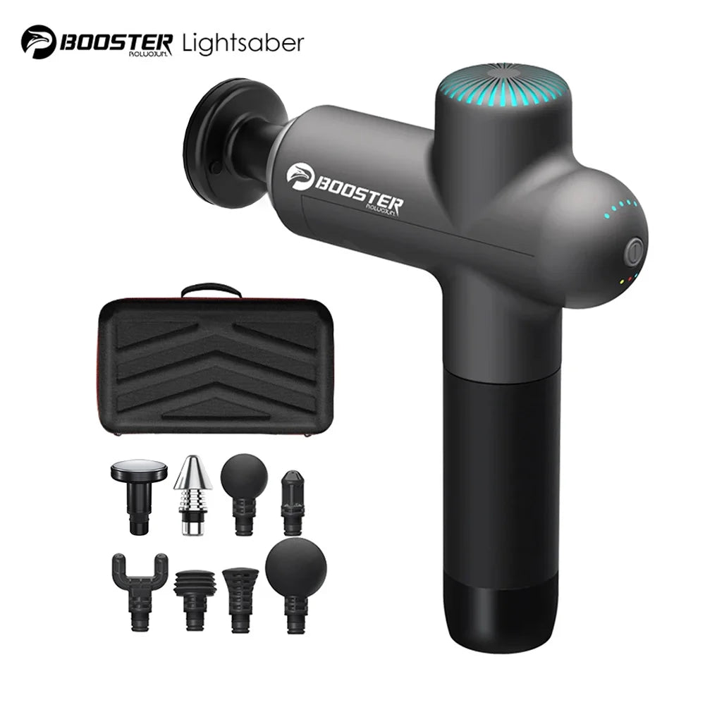 Booster Massage Gun – Deep Tissue Fascia Gun with 8 Heads