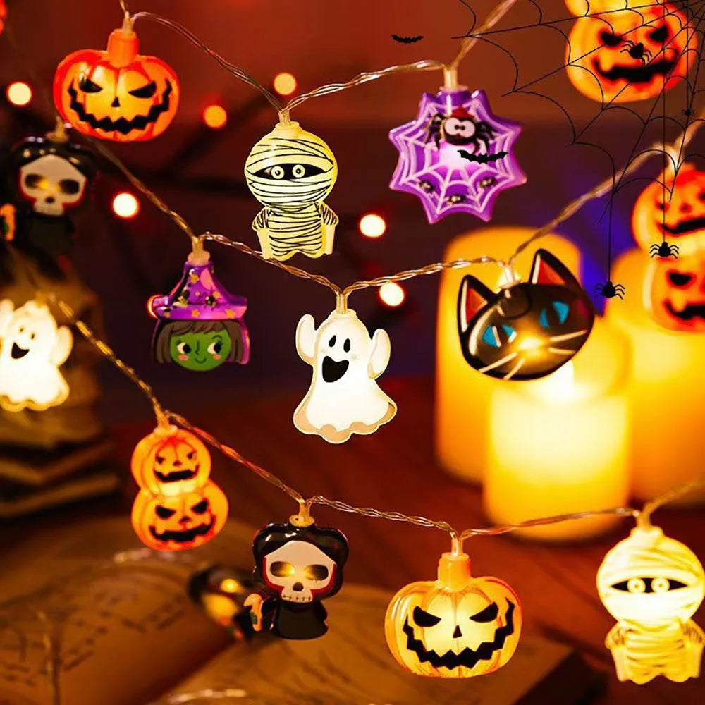 Halloween LED String Lights – Pumpkin, Ghost & Spider Web Lanterns