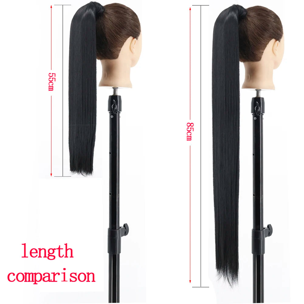 Wrap Around Ponytail Extension Synthetic Straight Hair 22-34 Inch