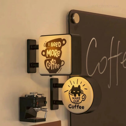 Retro Mini LED Light Sign with Cat Figurine | Home Decor