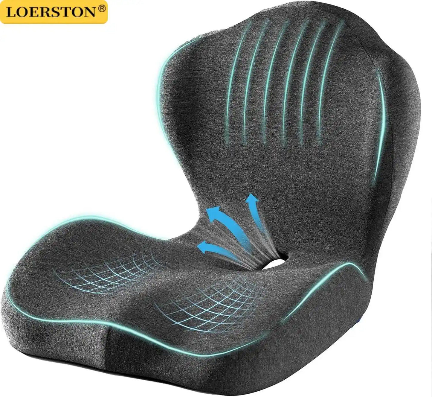 Memory Foam Seat & Back Support Cushion Set for Office Chair & Car