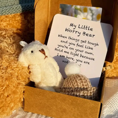 Pocket Worry Bear – Mini Plush Bear in a Box with Inspirational Card