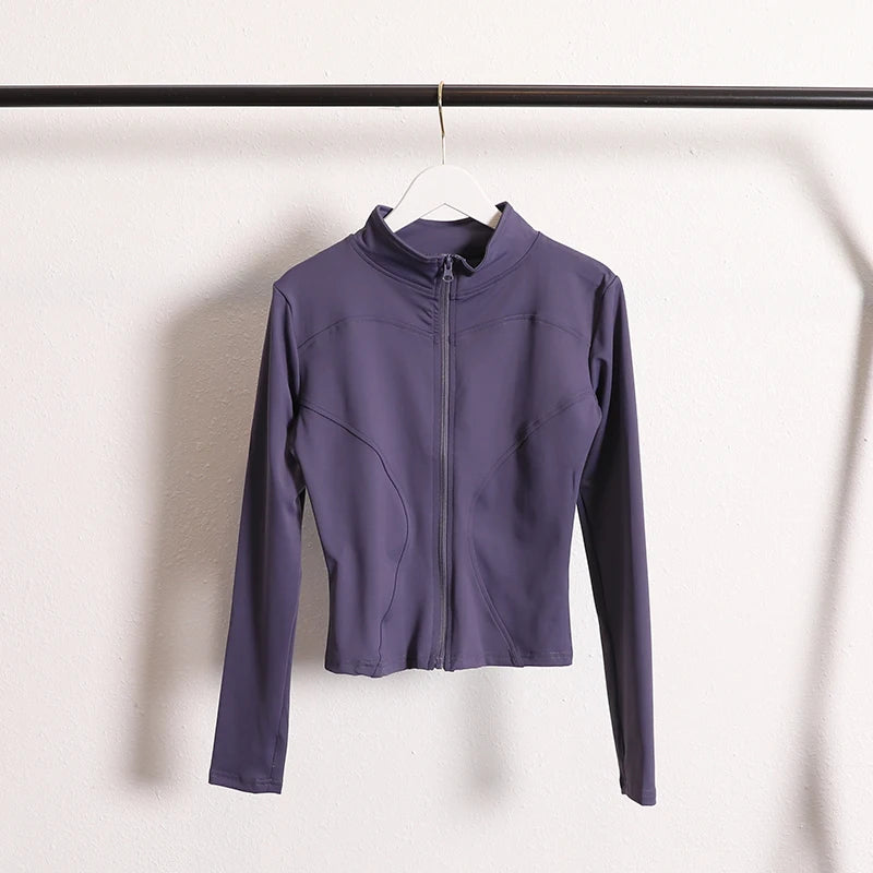 Women's Zip-Up Yoga Jacket with Thumb Holes – Athletic Activewear