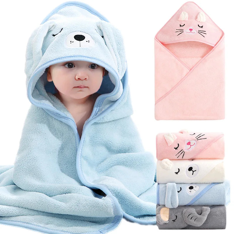 Baby Hooded Bath Towel – Soft Cartoon Animal Bathrobe for Newborns & Toddlers