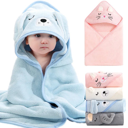 Baby Hooded Bath Towel – Soft Cartoon Animal Bathrobe for Newborns & Toddlers