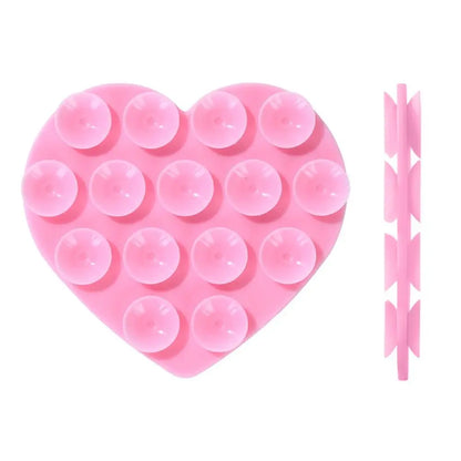 Heart-Shape Suction Cup Phone Holder – Silicone Grip Pad