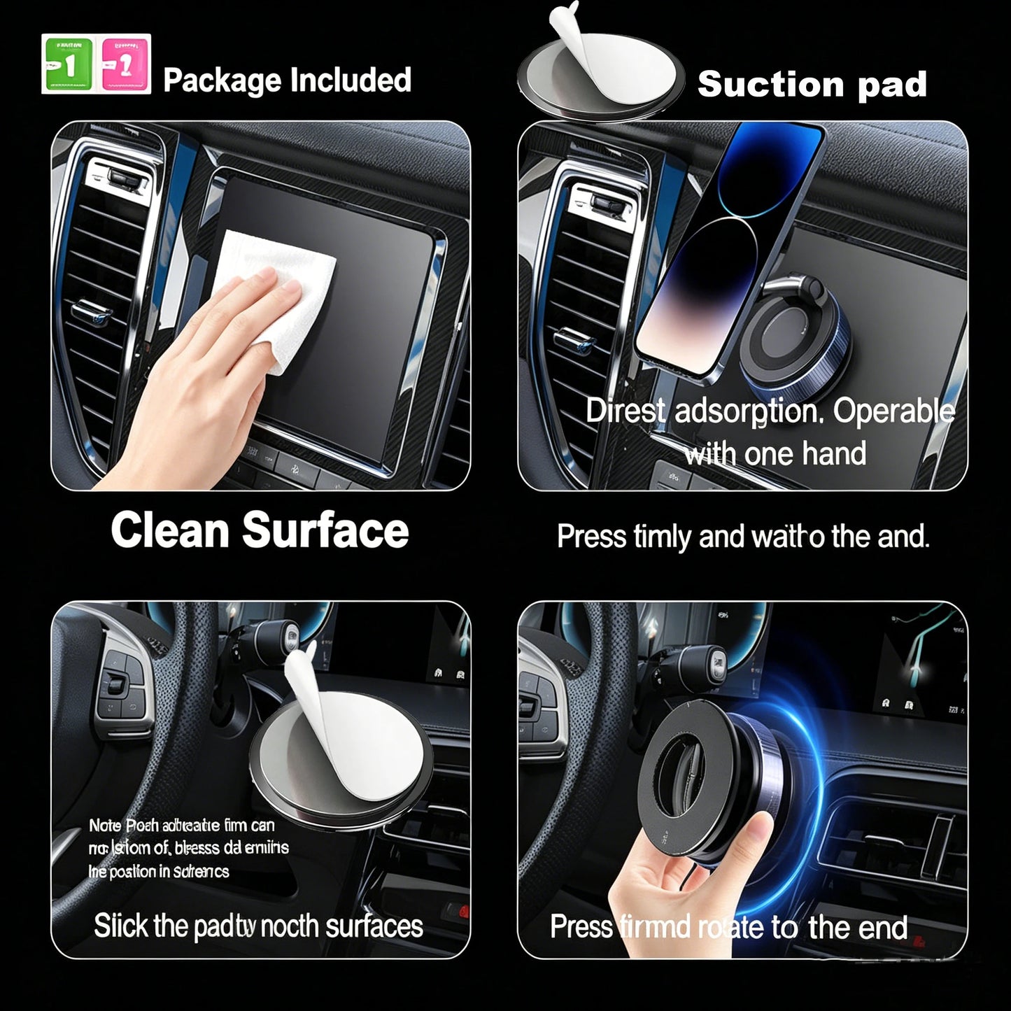 N52 Magnetic Car Phone Holder Foldable Dashboard Mount