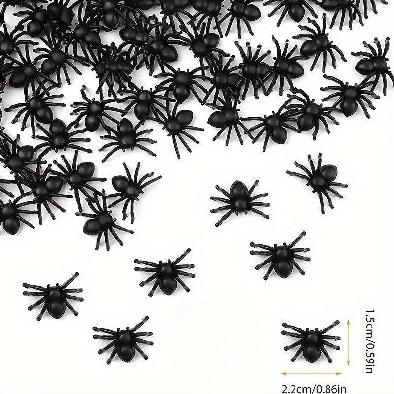 Plastic Mini Black Spiders Halloween Decoration (50/100pcs)