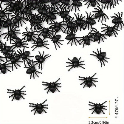 Plastic Mini Black Spiders Halloween Decoration (50/100pcs)