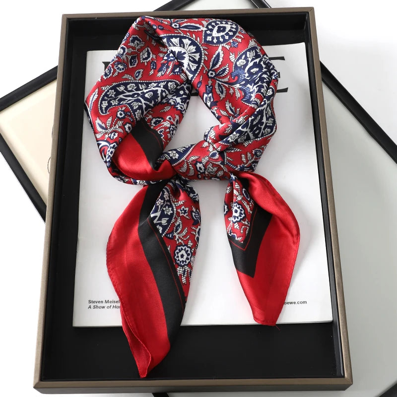 Silk Feel Square Scarf for Women – Satin Hair Wrap & Foulard Shawl