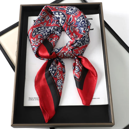 Silk Feel Square Scarf for Women – Satin Hair Wrap & Foulard Shawl