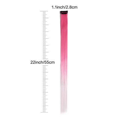 Clip-In Hair Extensions 6 Pcs Colored Highlights 22 Inch Straight