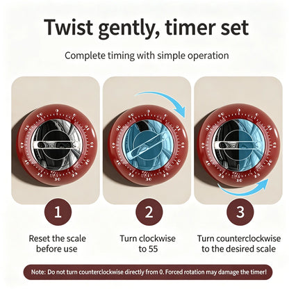 Magnetic Mechanical Kitchen Timer – 60-Min Countdown, No Battery