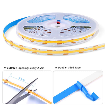 COB LED Cabinet Light Strip – Dimmable Under Cabinet Lighting Kit