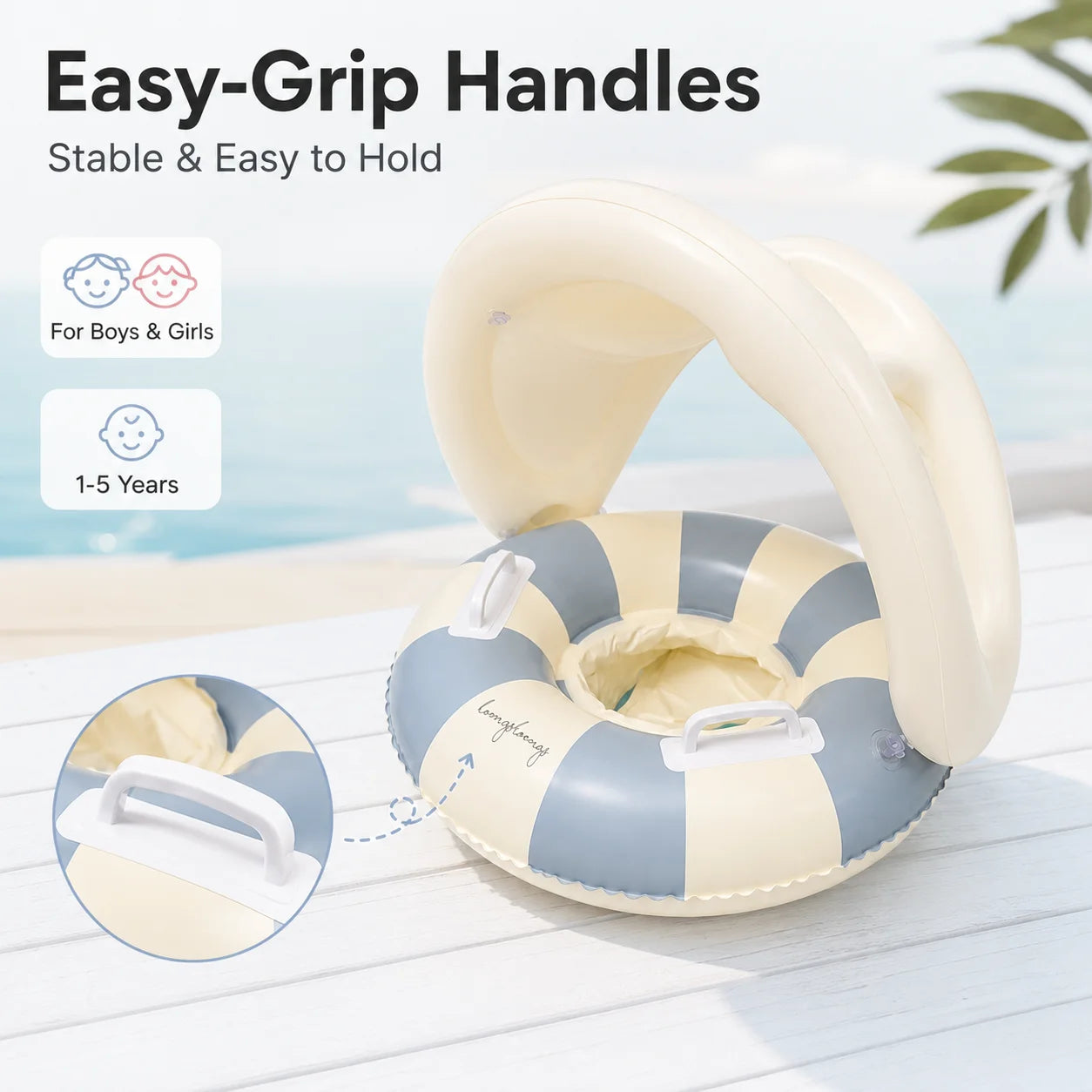 Baby Pool Float Seat Ring with Removable Sunshade
