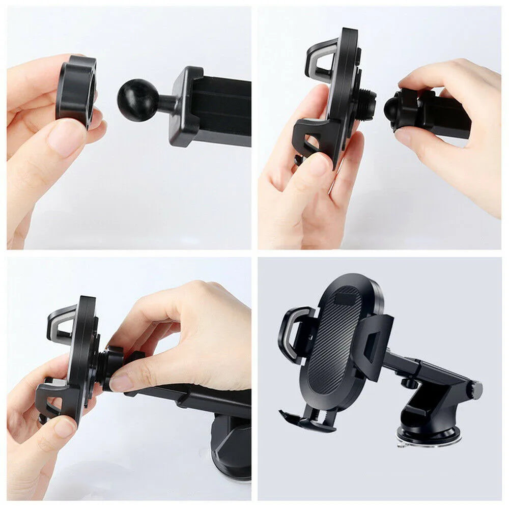 360° Car Phone Mount with Suction Cup & Retractable Arm