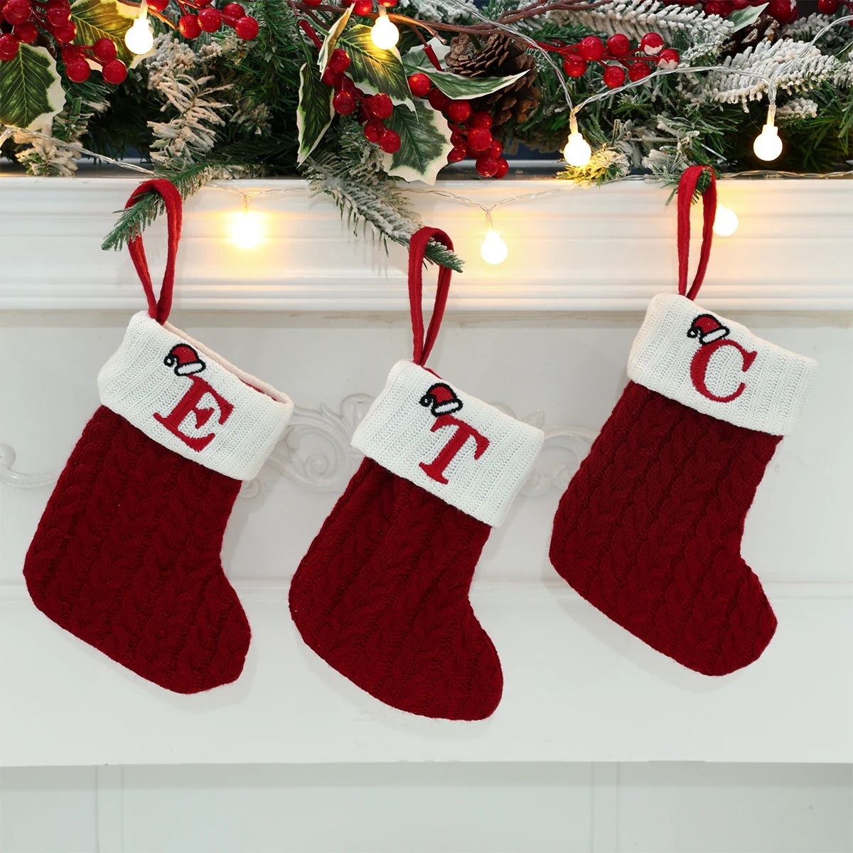 Christmas Alphabet Knit Stocking Ornament – 26 Letters