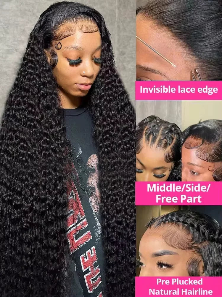 Deep Wave HD Lace Front Wig Human Hair 200% 250% Density Pre-Plucked