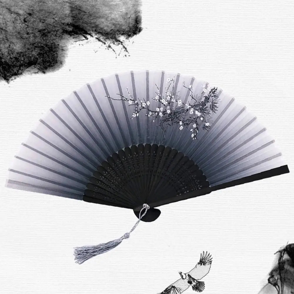 Folding Hand Fan Chinese Silk Fabric Fan for Weddings & Dance