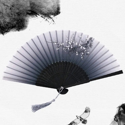 Folding Hand Fan Chinese Silk Fabric Fan for Weddings & Dance