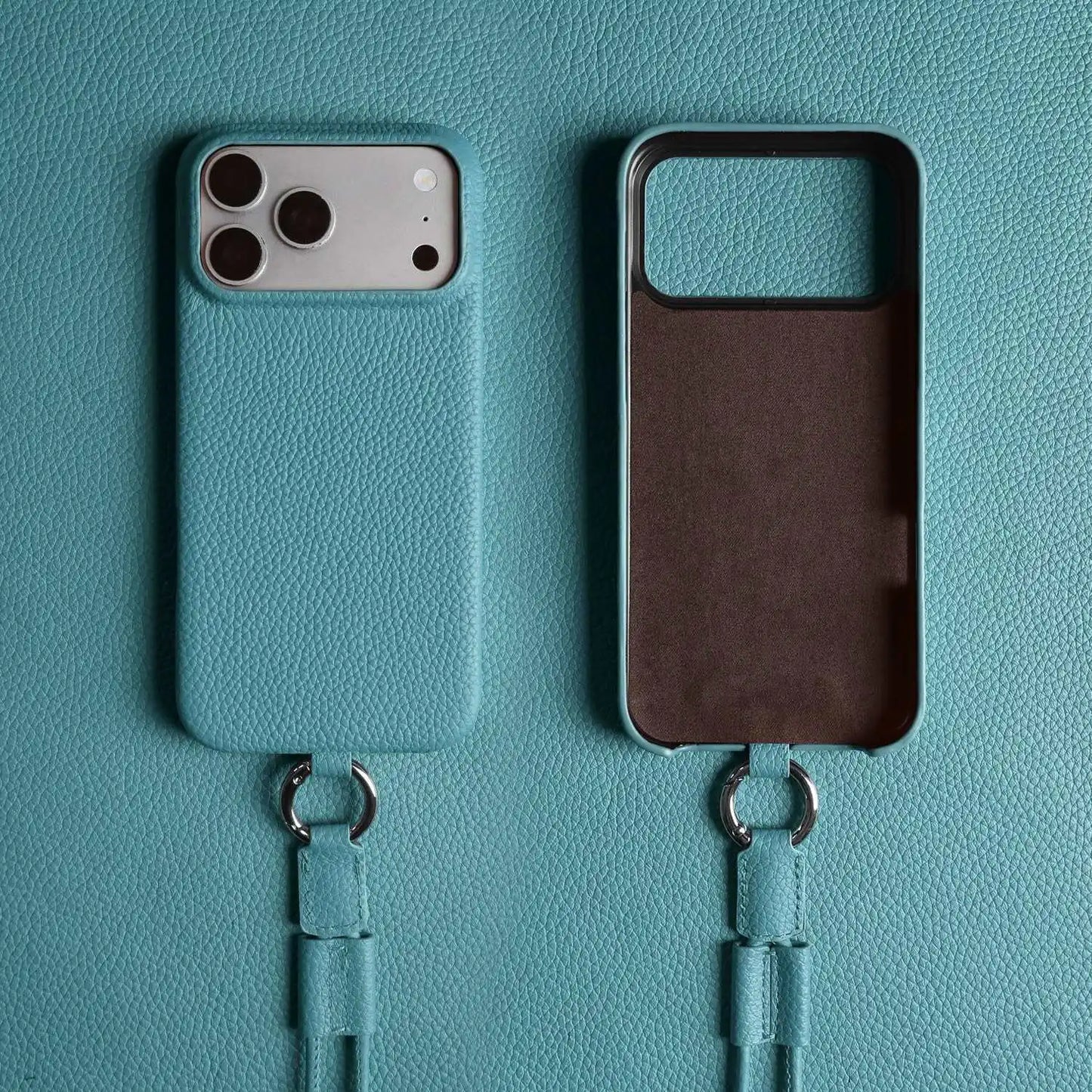 With Lanyard Genuine Leather iPhone Case