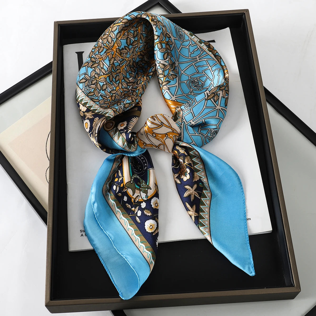 Silk Feel Square Scarf for Women – Satin Hair Wrap & Foulard Shawl