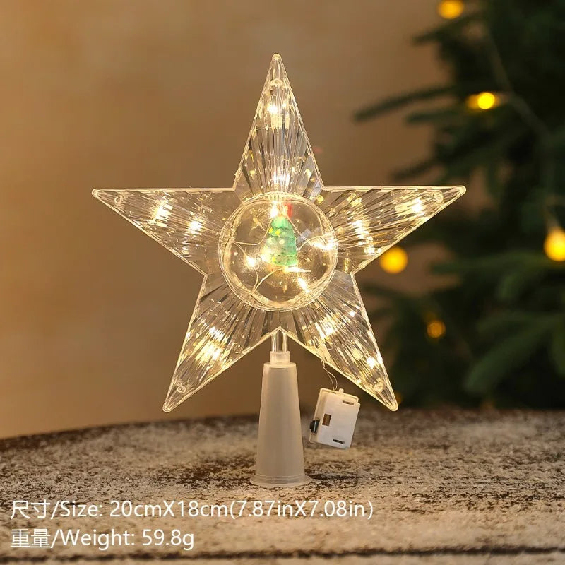LED Moon & Star Christmas Tree Topper Light – Warm White Glow
