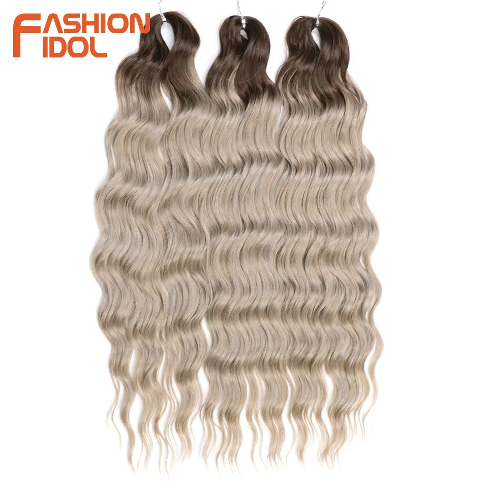 Crochet Braiding Hair 24 Inch Water Wave Synthetic Extensions Multi-Color