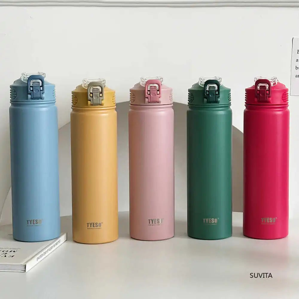 Tyeso Insulated Thermos Water Bottle with Straw – Stainless Steel