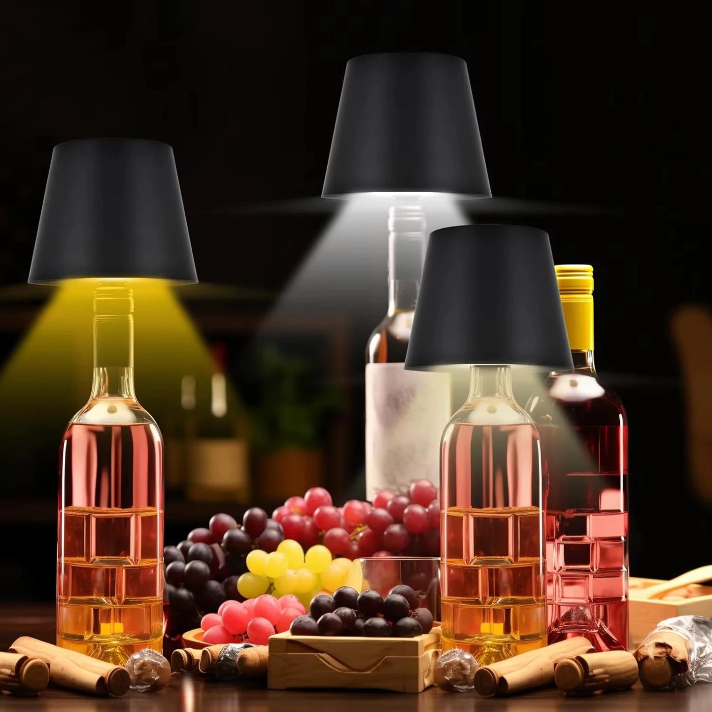 Wireless Bottle Lamp – Touch Control, 3-Color Stepless Dimming for Bar & Restaurant