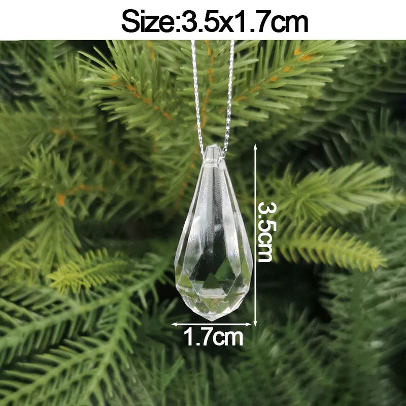 Crystal Acrylic Christmas Tree Hanging Ornaments – 5-Pack