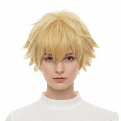 Blonde Short Spiky Anime Cosplay Wig – Heat Resistant Synthetic Hair for Men