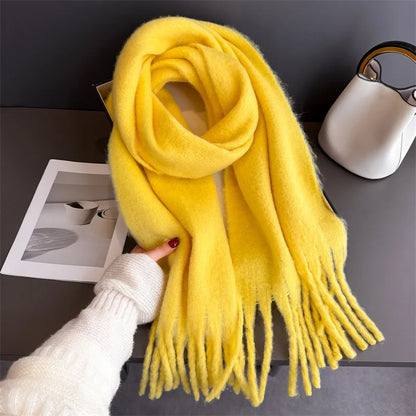 Pashmina Winter Scarf – Women's Thick Warm Shawl with Tassels