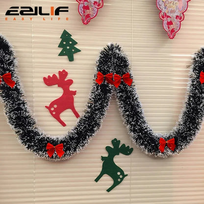 Christmas LED Tinsel Garland with Bow Knots – 2M