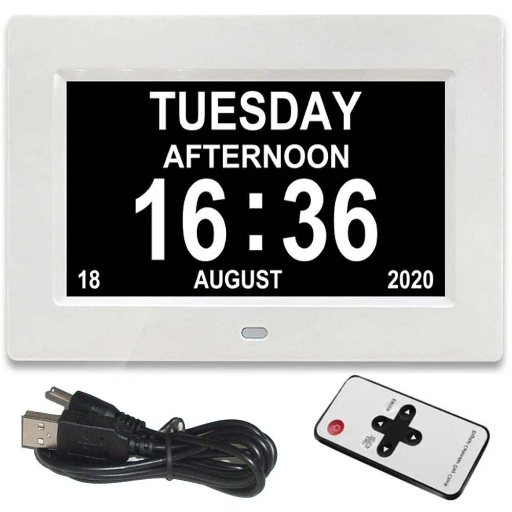 Digital Calendar Clock with 12 Alarms, Medicine Reminder & Large Display
