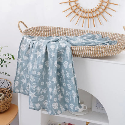 Muslin Swaddle Blanket 100% Cotton 2-Layer Baby Bath Towel Wrap