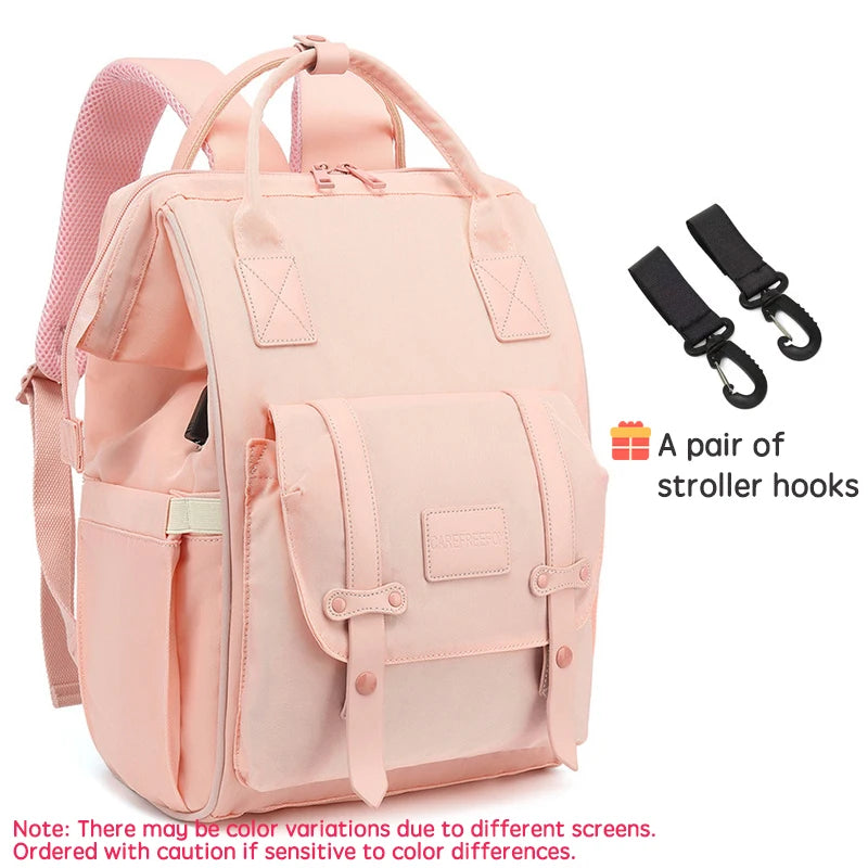 Diaper Bag Backpack with Stroller Hooks – Waterproof Maternity Travel Bag