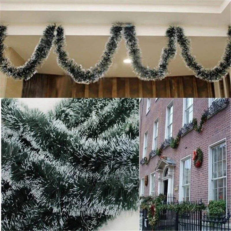 Christmas Tinsel Garland with Bows – 2m Ribbon Decoration
